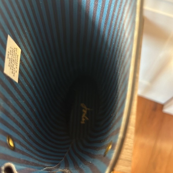 JOULES EVEDON BLACK RUBBER RAIN BOOTS TALL WITH PINK BACK RIBBON IN SIZE 7 - Picture 11 of 13